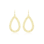 Jennifer Meyer Thin Hammered Open Teardrop Earrings in 18K Yellow Gold | Fine Earrings | Coveti