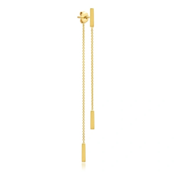 Jennifer Meyer Threaded Bar Studs in 18K Yellow Gold | Fine Earrings | Coveti