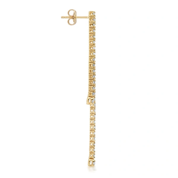Jennifer Meyer Tiered 4 Prong Diamond Tennis Studs With Illusion Set Diamond Accent in 18K Yellow Gold | Fine Earrings | Coveti