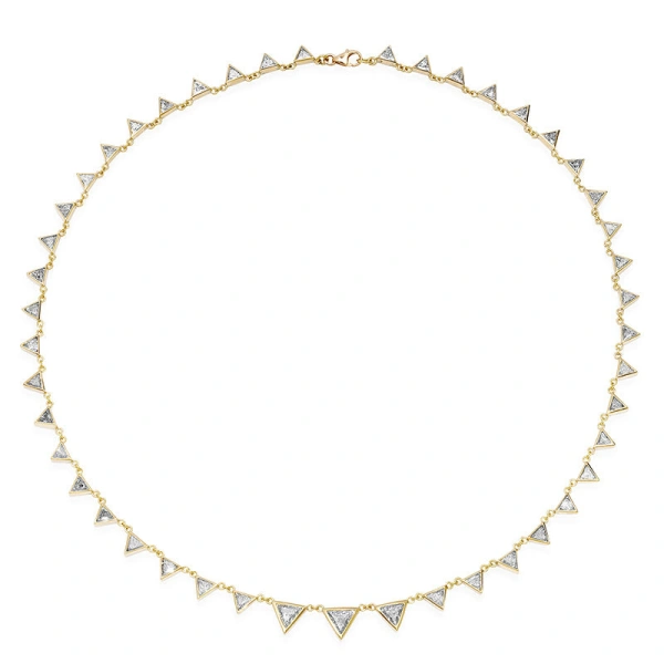 Jennifer Meyer Trillion Cut Diamond Necklace in 18K Yellow Gold | Fine Necklaces | Coveti