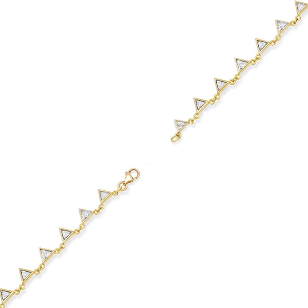 Jennifer Meyer Trillion Cut Diamond Necklace in 18K Yellow Gold | Fine Necklaces | Coveti