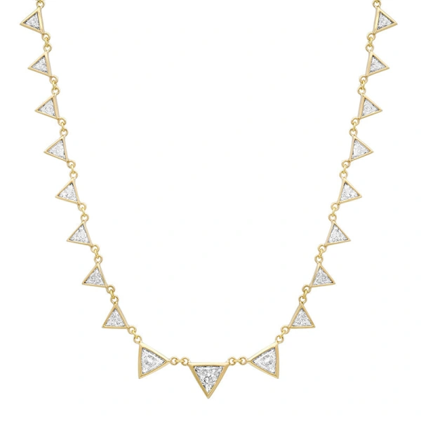 Jennifer Meyer Trillion Cut Diamond Necklace in 18K Yellow Gold | Fine Necklaces | Coveti