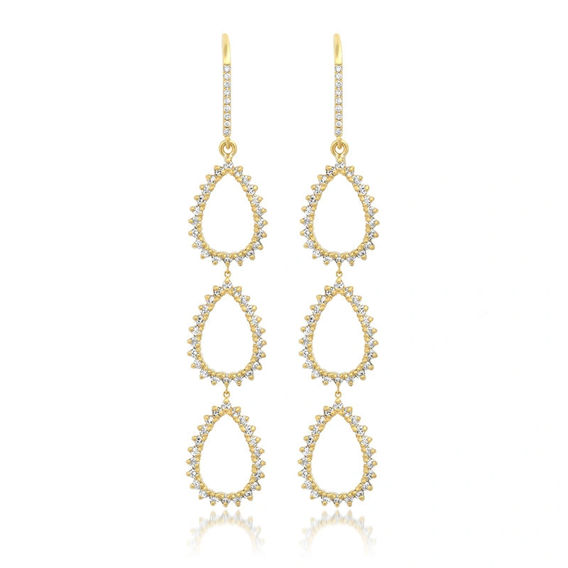 Jennifer Meyer Triple 3 Prong Diamond Mini Open Teardrop Earrings in 18K Yellow Gold Jennifer Meyer Triple 3 Prong Diamond Mini Open Teardrop Earrings in 18K Yellow Gold | Fine Earrings | Coveti