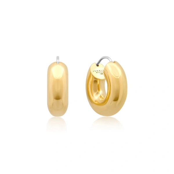 Jennifer Meyer Tubular Huggies in 18K Yellow Gold | Fine Earrings | Coveti