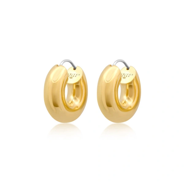 Jennifer Meyer Tubular Huggies in 18K Yellow Gold | Fine Earrings | Coveti