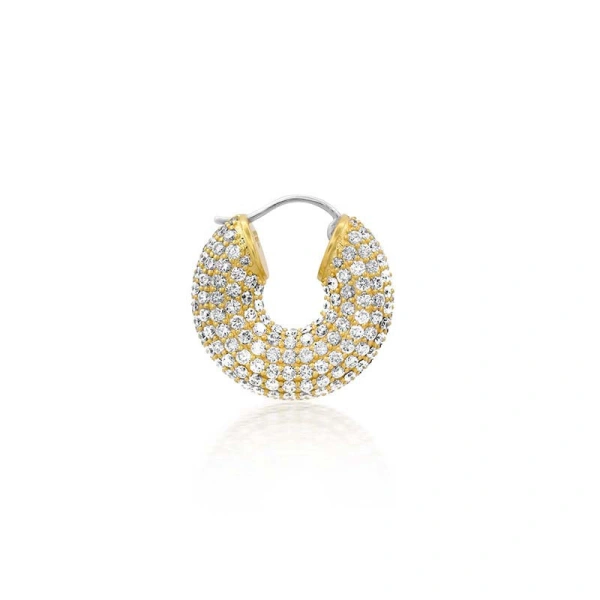 Jennifer Meyer Tubular Huggies with Diamond Pave in 18K Yellow Gold | Fine Earrings | Coveti