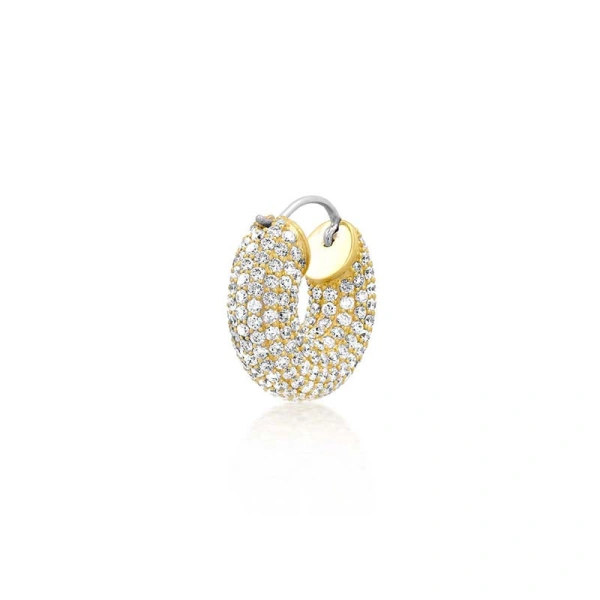 Jennifer Meyer Tubular Huggies with Diamond Pave in 18K Yellow Gold | Fine Earrings | Coveti