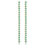 Jennifer Meyer Turquoise Bezel Tennis Studs in 18K Yellow Gold | Fine Earrings | Coveti