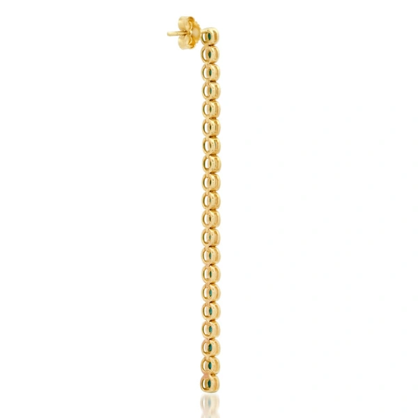Jennifer Meyer Turquoise Bezel Tennis Studs in 18K Yellow Gold | Fine Earrings | Coveti