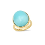 Jennifer Meyer Turquoise Cabochon Ring in 18K Yellow Gold | Fine Rings | Coveti