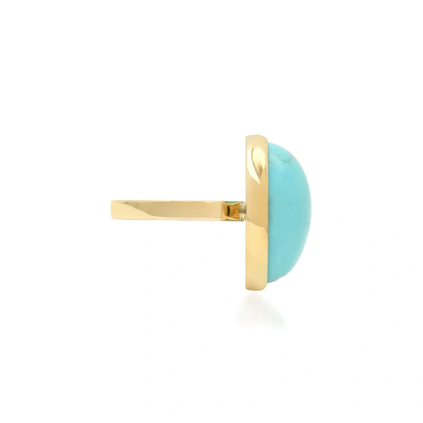 Jennifer Meyer Turquoise Cabochon Ring in 18K Yellow Gold | Fine Rings | Coveti