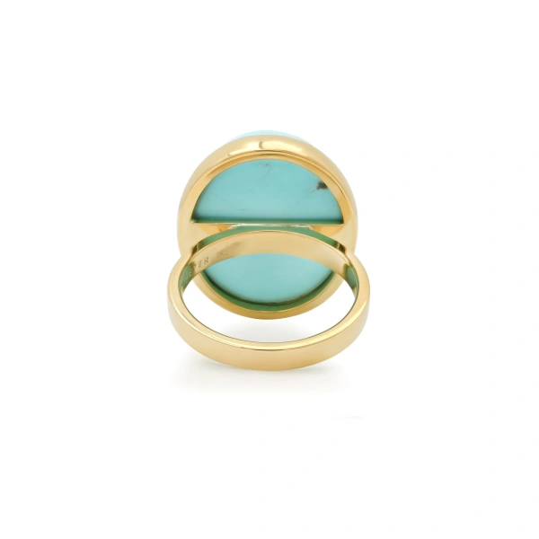 Jennifer Meyer Turquoise Cabochon Ring in 18K Yellow Gold | Fine Rings | Coveti