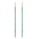 Jennifer Meyer Turquoise Extra Long Stick Earrings in 18K Yellow Gold | Fine Earrings | Coveti