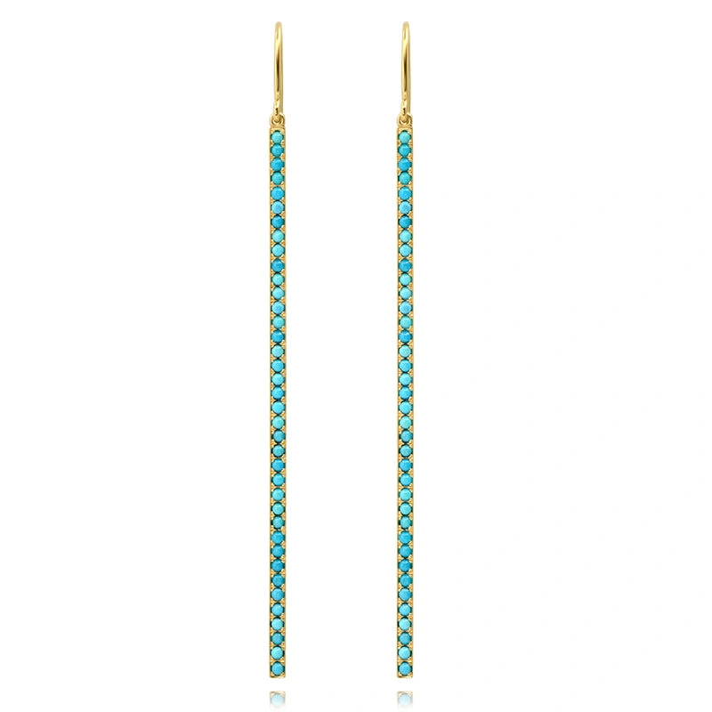 Jennifer Meyer Turquoise Extra Long Stick Earrings in 18K Yellow Gold Jennifer Meyer Turquoise Extra Long Stick Earrings in 18K Yellow Gold | Fine Earrings | Coveti