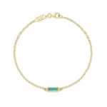Jennifer Meyer Turquoise Inlay Bar Bracelet in 18K Yellow Gold | Fine Bracelets | Coveti