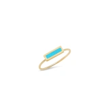 Jennifer Meyer Turquoise Inlay Bar Ring in 18K Yellow Gold | Fine Rings | Coveti