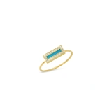 Jennifer Meyer Turquoise Inlay Bar Ring with Diamonds in 18K Yellow Gold | Fine Rings | Coveti