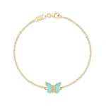 Jennifer Meyer Turquoise Inlay Butterfly Bracelet in 18K Yellow Gold | Fine Bracelets | Coveti