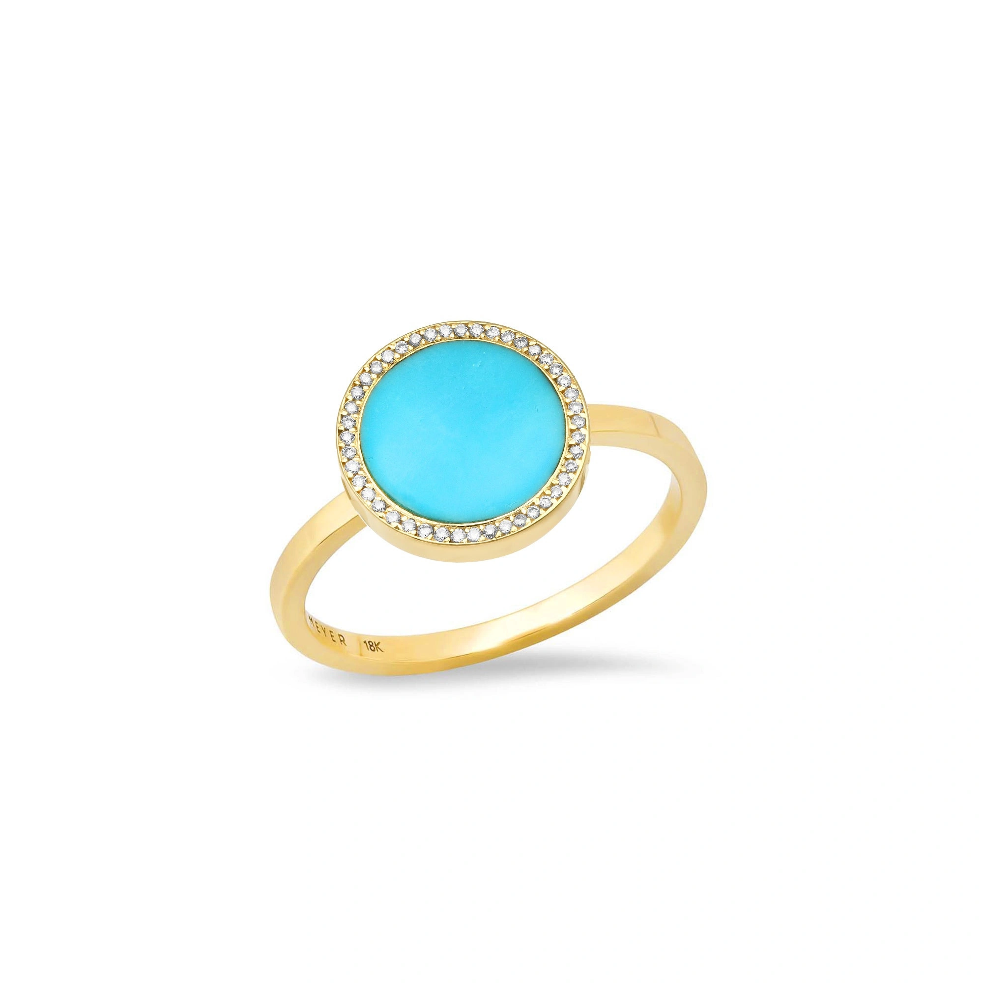 Jennifer Meyer Turquoise Inlay Circle Ring with Diamonds in 18K Yellow Gold Jennifer Meyer Turquoise Inlay Circle Ring with Diamonds in 18K Yellow Gold | Fine Rings | Coveti