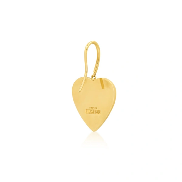 Jennifer Meyer Turquoise Inlay Heart Drop Earrings with Diamonds in 18K Yellow Gold | Fine Earrings | Coveti