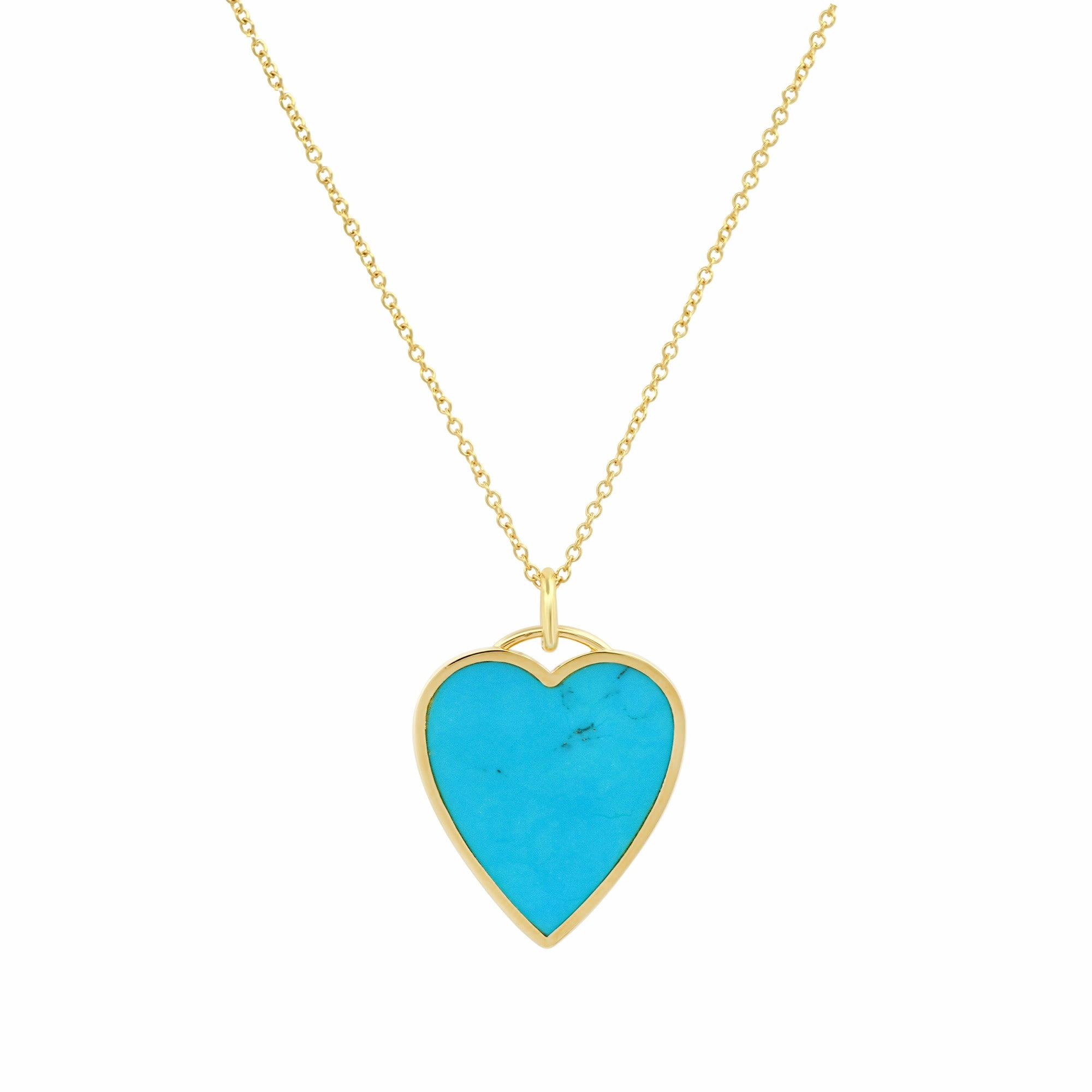 Jennifer Meyer Turquoise Inlay Heart Necklace in 18K Yellow Gold Jennifer Meyer Turquoise Inlay Heart Necklace in 18K Yellow Gold | Fine Necklaces | Coveti