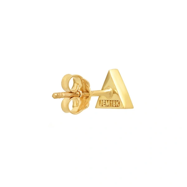 Jennifer Meyer Turquoise Inlay Triangle Studs in 18K Yellow Gold | Fine Earrings | Coveti