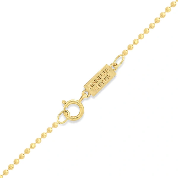 Jennifer Meyer Turquoise Inlay and Diamond Pave Good Luck Necklace in 18K Yellow Gold | Fine Necklaces | Coveti