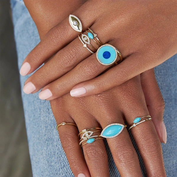 Jennifer Meyer Turquoise Marquise Ring in 18K Yellow Gold | Fine Rings | Coveti