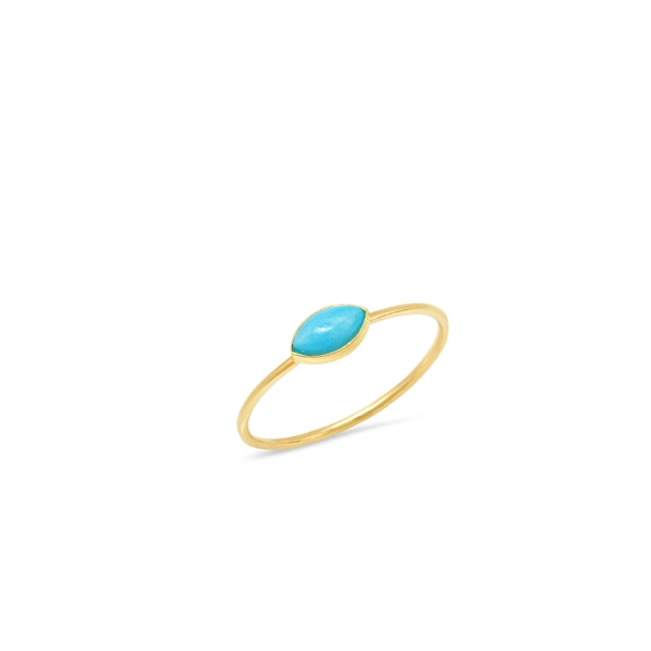 Jennifer Meyer Turquoise Marquise Ring in 18K Yellow Gold | Fine Rings | Coveti
