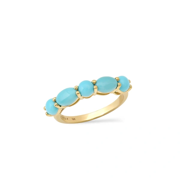 Jennifer Meyer Turquoise Mosaic Ring in 18K Yellow Gold | Fine Rings | Coveti