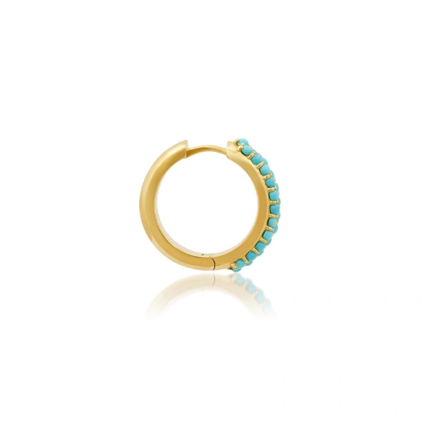 Jennifer Meyer Turquoise Wide Huggies in 18K Yellow Gold | Fine Earrings | Coveti
