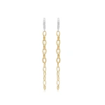 Jennifer Meyer Two Tone Diamond Edith Studs with Small Edith Link Fringe in 18K White Gold | Fine Earrings | Coveti