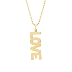 Jennifer Meyer Uppercase Love Pendant Necklace in 18K Yellow Gold | Fine Necklaces | Coveti