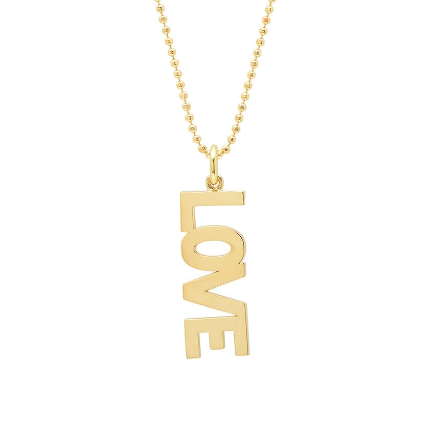Jennifer Meyer Uppercase Love Pendant Necklace in 18K Yellow Gold Jennifer Meyer Uppercase Love Pendant Necklace in 18K Yellow Gold | Fine Necklaces | Coveti