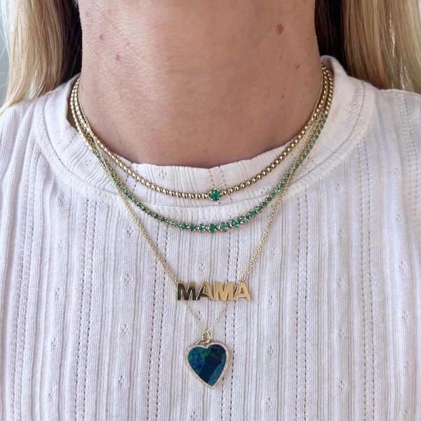 Jennifer Meyer Uppercase Mama Necklace in 18K Yellow Gold | Fine Necklaces | Coveti