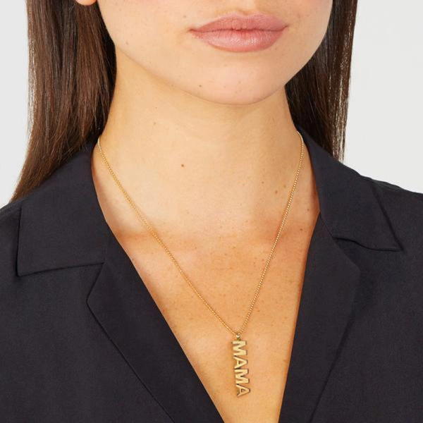Jennifer Meyer Uppercase Mama Pendant Necklace in 18K Yellow Gold | Fine Necklaces | Coveti