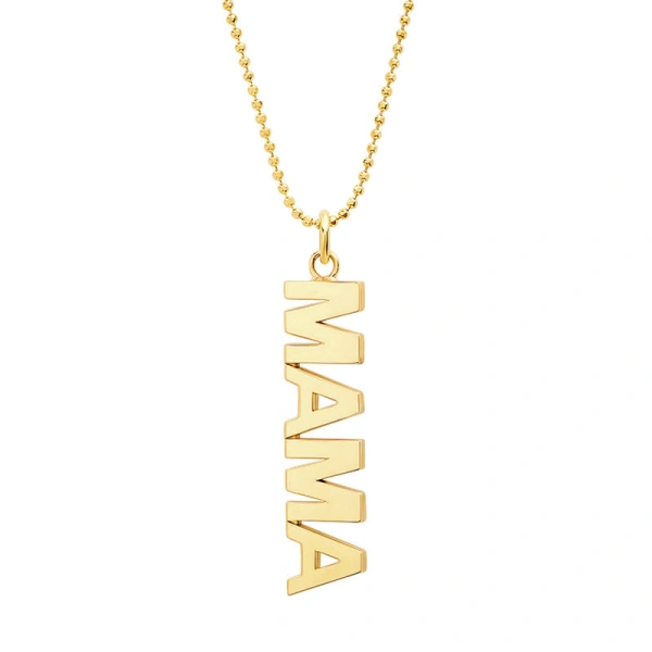 Jennifer Meyer Uppercase Mama Pendant Necklace in 18K Yellow Gold | Fine Necklaces | Coveti