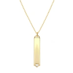 Jennifer Meyer Vertical Engravable Nameplate Pendant with Diamond Heart in 18K Yellow Gold | Fine Necklaces | Coveti