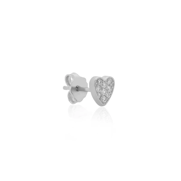 Jennifer Meyer White Gold Diamond Heart Studs in 18K White Gold | Fine Earrings | Coveti