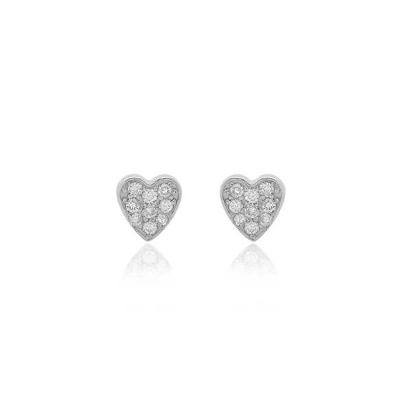 Jennifer Meyer White Gold Diamond Heart Studs in 18K White Gold | Fine Earrings | Coveti