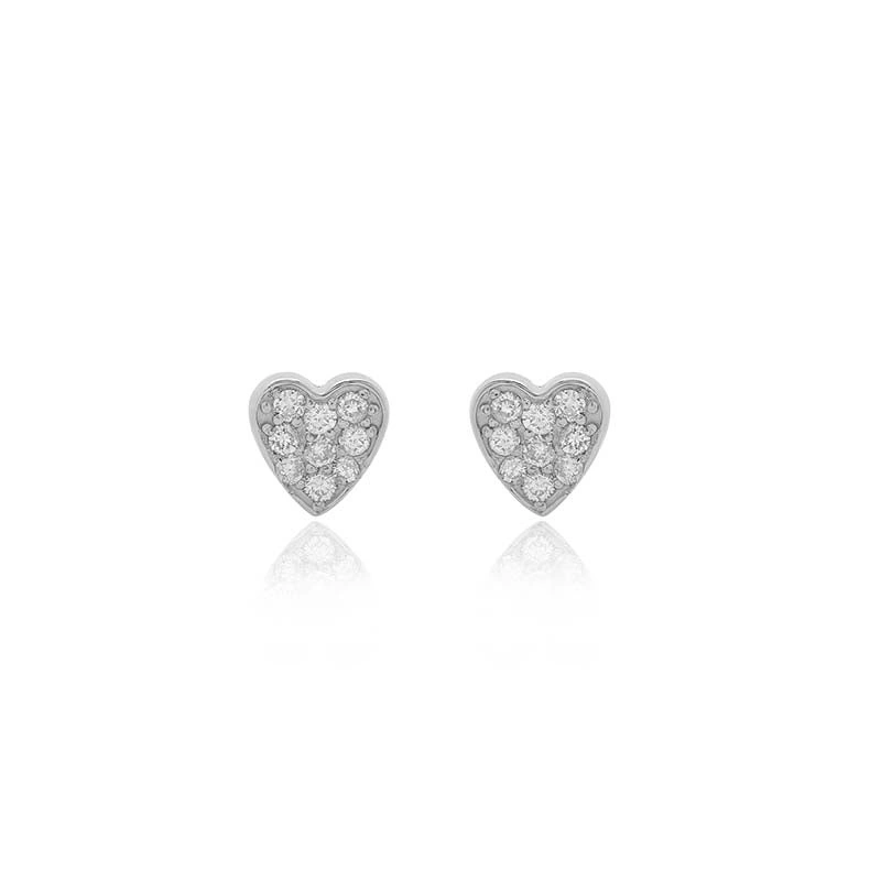 Jennifer Meyer White Gold Diamond Heart Studs in 18K White Gold Jennifer Meyer White Gold Diamond Heart Studs in 18K White Gold | Fine Earrings | Coveti
