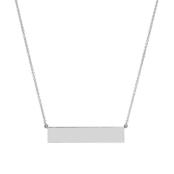 Jennifer Meyer White Gold Engravable Nameplate Necklace in 18K White Gold | Fine Necklaces | Coveti