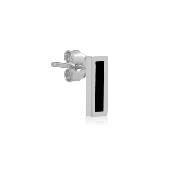 Jennifer Meyer White Gold Onyx Inlay Bar Studs in 18K White Gold | Fine Earrings | Coveti