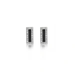 Jennifer Meyer White Gold Onyx Inlay Bar Studs with Diamonds in 18K White Gold | Fine Earrings | Coveti