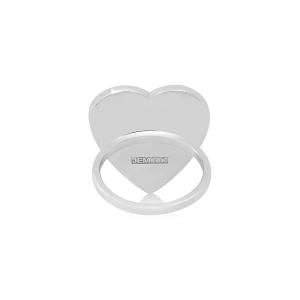 Jennifer Meyer White Gold Onyx Inlay Heart Ring in 18K White Gold | Fine Rings | Coveti