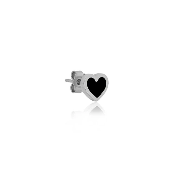 Jennifer Meyer White Gold Onyx Inlay Heart Studs in 18K White Gold | Fine Earrings | Coveti
