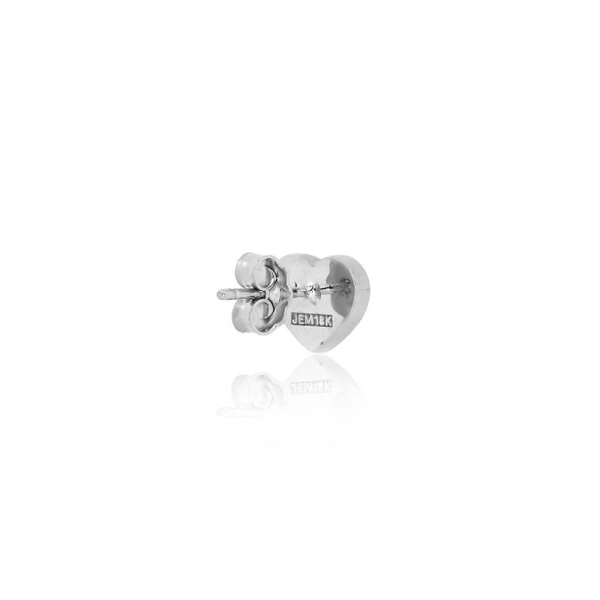 Jennifer Meyer White Gold Onyx Inlay Heart Studs in 18K White Gold | Fine Earrings | Coveti