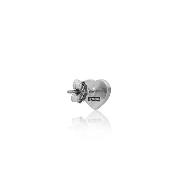 Jennifer Meyer White Gold Onyx Inlay Heart Studs with Diamonds in 18K White Gold | Fine Earrings | Coveti