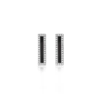 Jennifer Meyer White Gold Onyx Inlay Long Bar Studs with Diamonds in 18K White Gold | Fine Earrings | Coveti