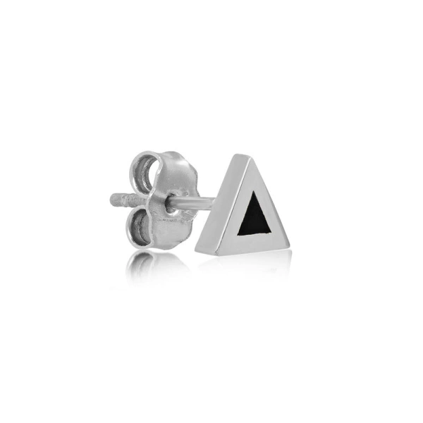 Jennifer Meyer White Gold Onyx Inlay Triangle Studs in 18K White Gold | Fine Earrings | Coveti